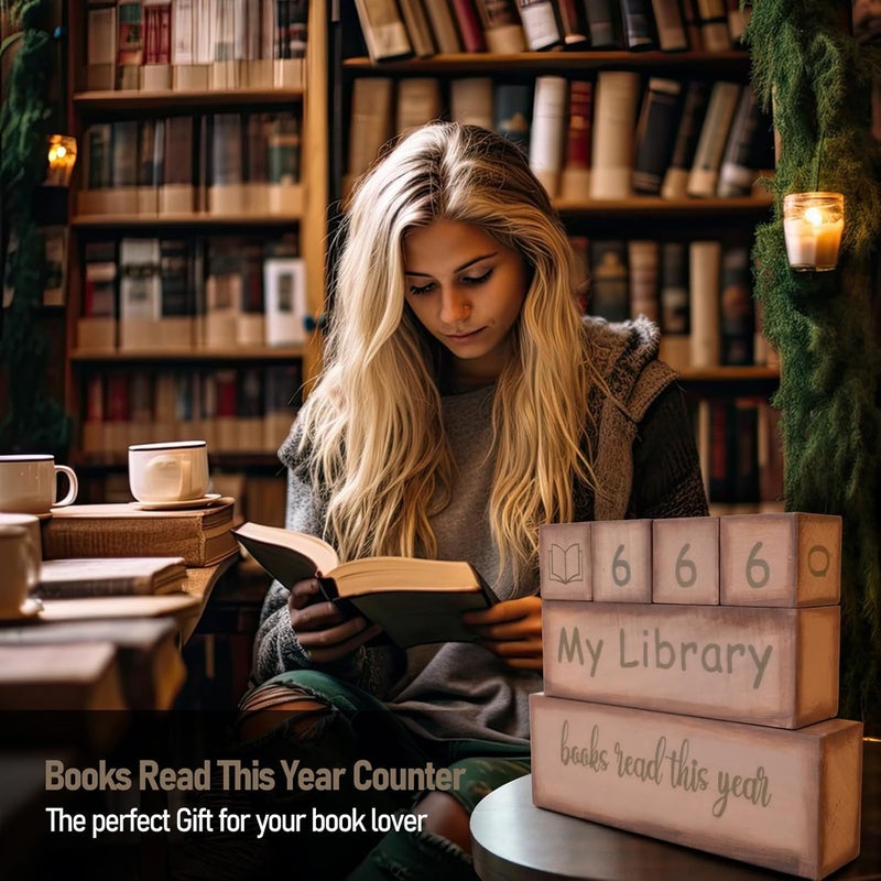 Amaiir Books Read This Year Counter Sign, Book Lovers Gifts for Women Readers, Bookshelf Decor for Bookish Room Accessories, Book Tracker Up to 999 - Image 2